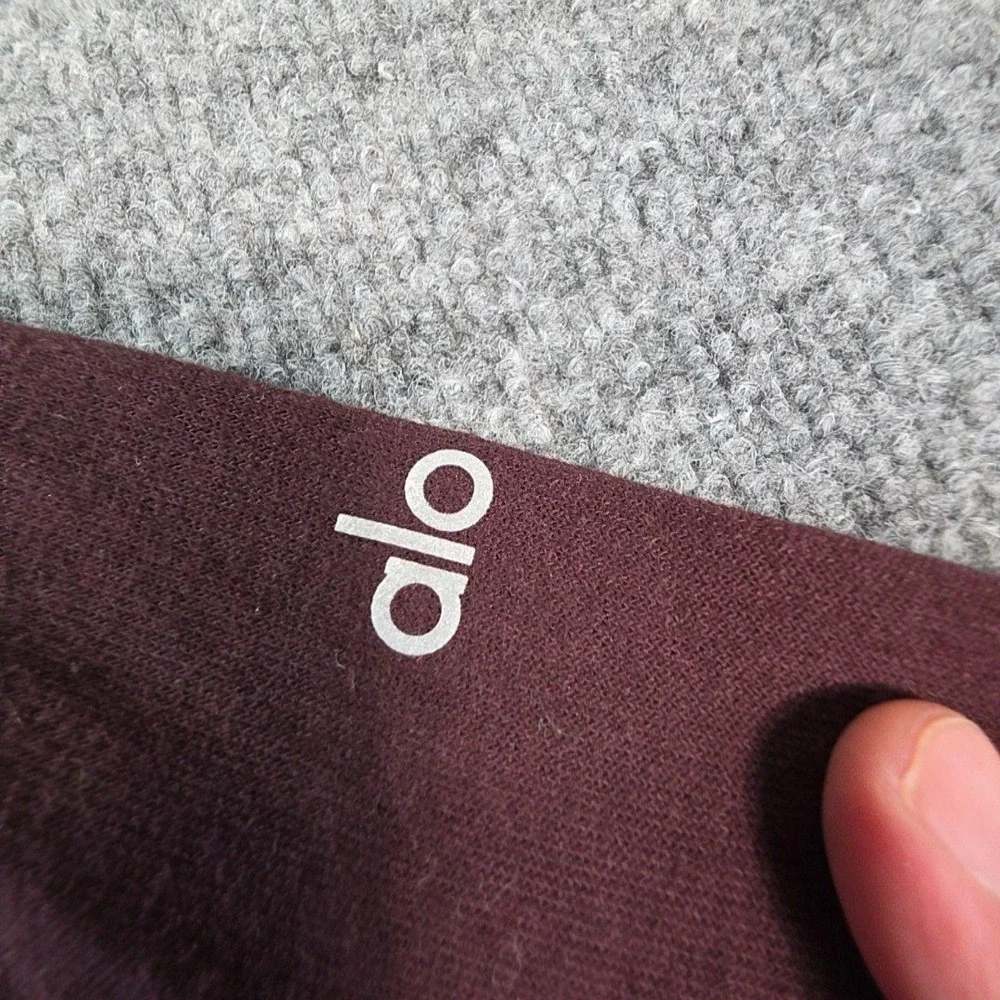 Alo Yoga Sweatshirt Womens Medium Red Mock Neck Fleece Pullover Logo Casual